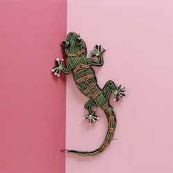 MAXSIN FUN 1 Pc High Quality Hand-beaded Rhinestone Gecko Appliques Cartoon Animal Patches Garment Decoration DIY Accessories