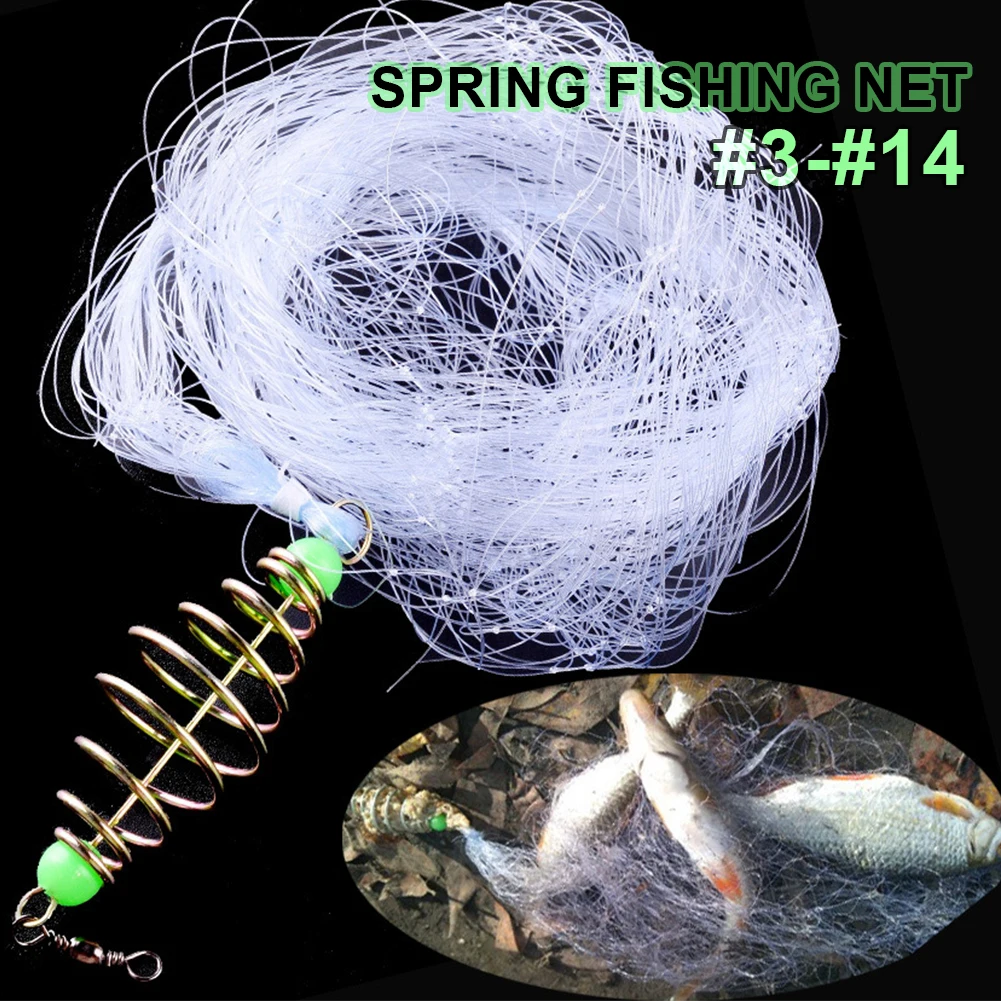 

14 mesh Spring Shoal Fishing Net with Night Luminous Bead Ball Solid Ring Fishing Connector For Freshwater Tackle wholesale