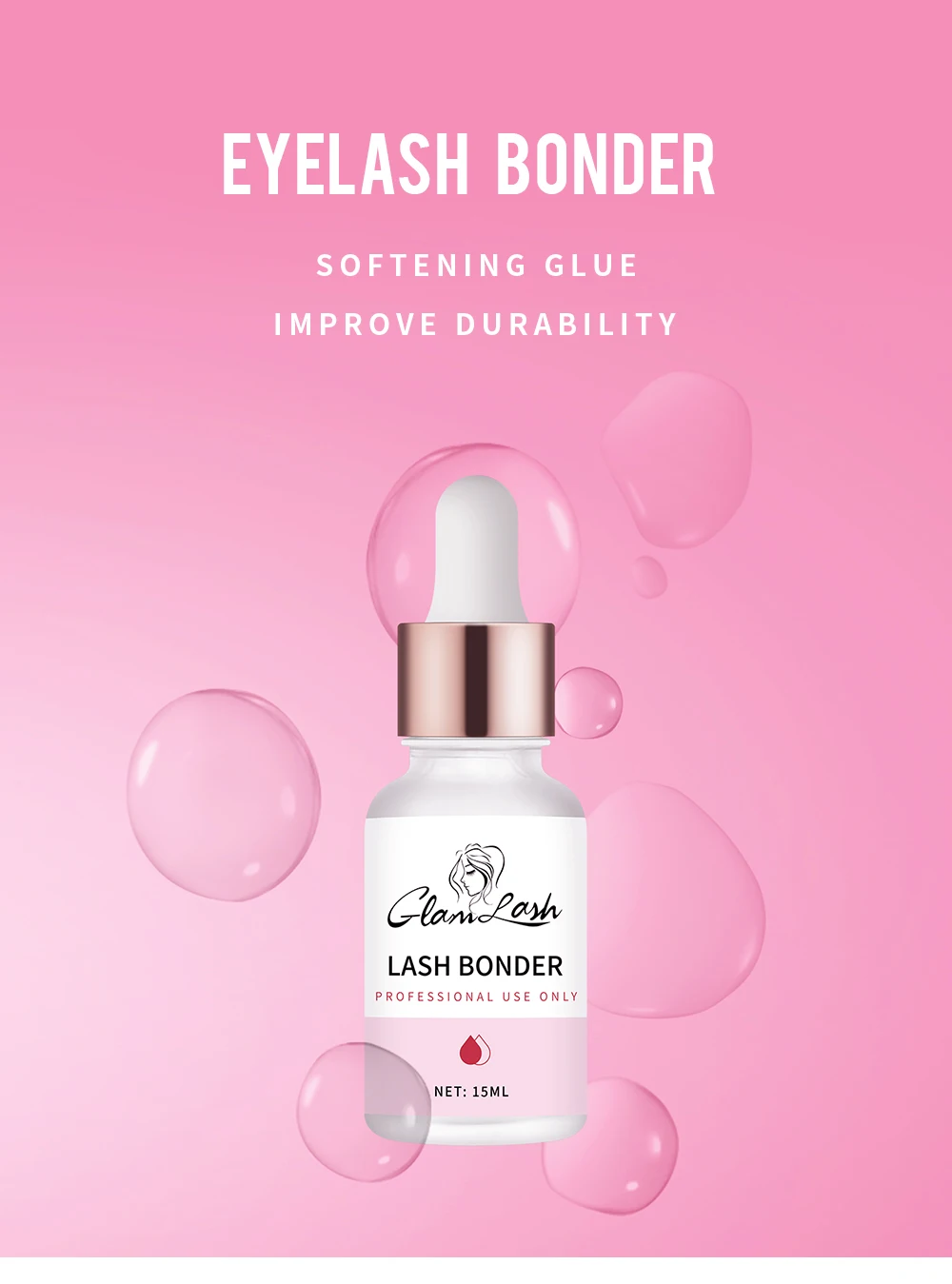GLAMLASH 10 ml/15 ml Wimpern Super Bonder für Wimpernverlängerung Bonder Private Label Pfropfen Wimpernkleber Schnell trocknend Langlebig – Detail 1