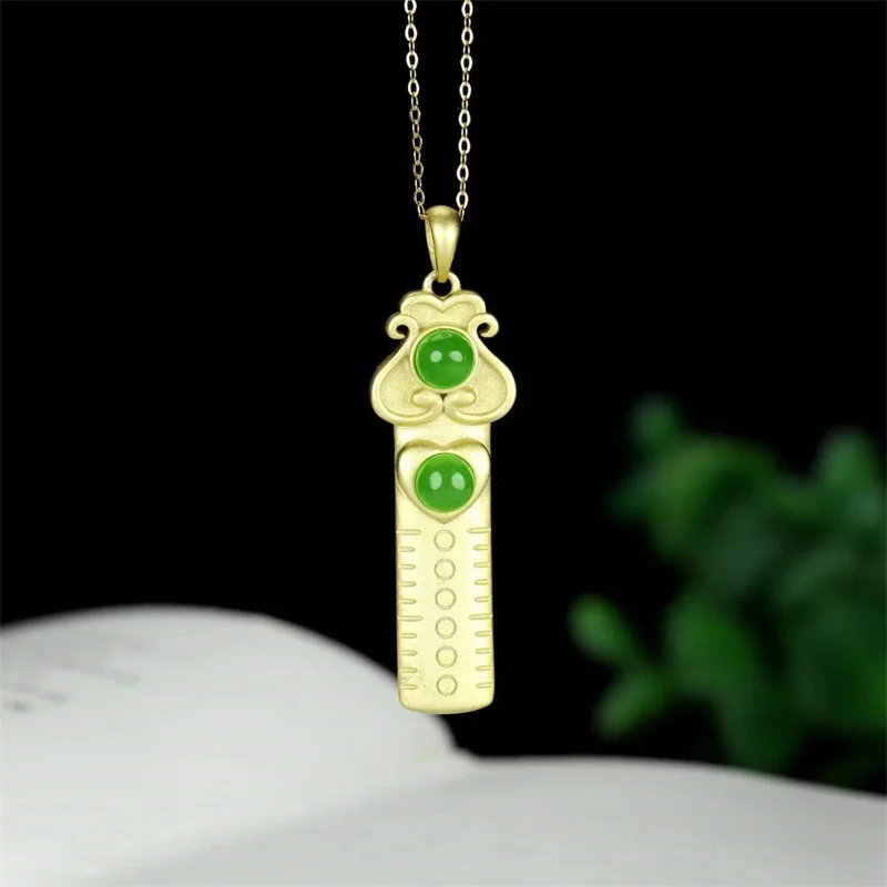 Hot Selling Natural Hand-carved Chalcedony Gufajin Inlay Jade Brand Necklace Pendant Fashion Jewelry Men Women Luck Gifts