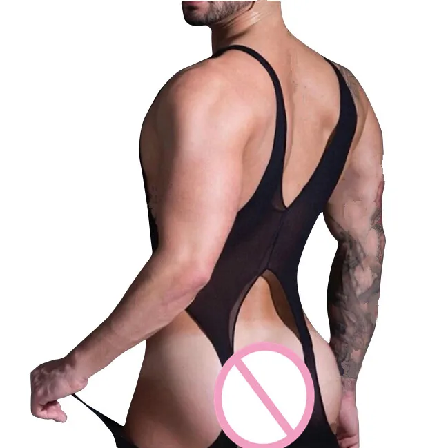 NEW Men Bodysuit Sexy Nightwear Elastic Hollow Out Bar Club Dance Party Transparent Bodystockings Male Sleepwear Body Stocking