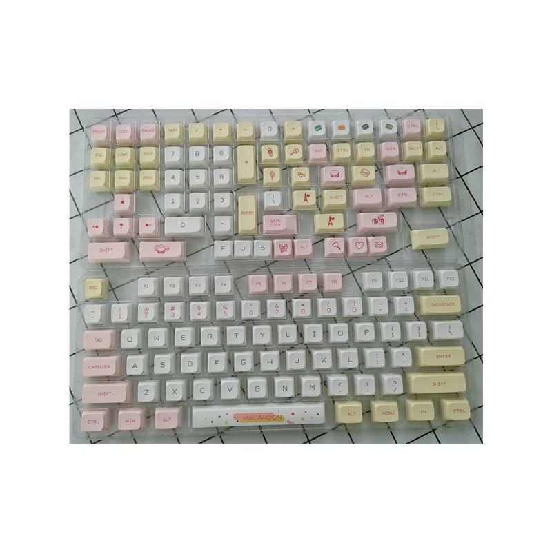 Macaron Ethermal Dye ระเหิดแบบอักษร PBT สำหรับคีย์บอร์ด USB 146 Keycaps