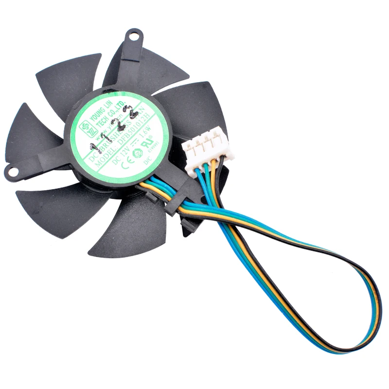 

DFB501012H 47mm diameter, 39mm hole pitch, DC12V 1.6W, 4 lines, cooling fan for soft router cooling aluminum sheet graphics card