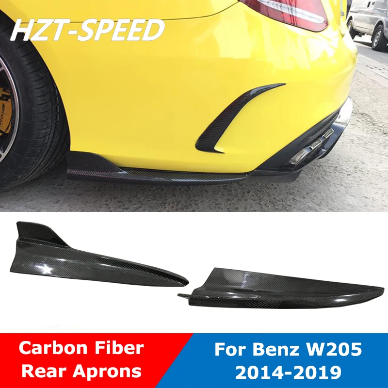 Carbon Fiber Rear Lip Bumper Diffuser Side Splitter Aprons For Mercedes-Benz W205 C180 C200 C300 Sport Car Styling 2014-2019