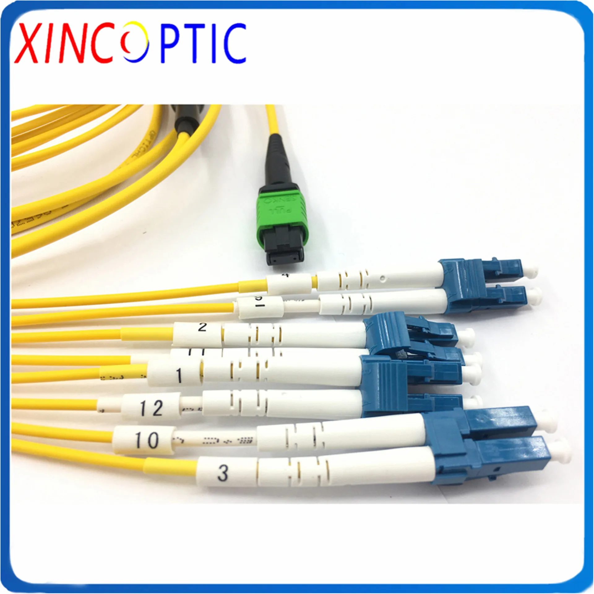 MPO/APC Female-4*Duplex LC/ST/FC/SCUPC SM 8Fiber Mini Round LSZH Yellow 2.0mm Fan-out Cable Fiber Optic Patch Cord,1M(0.5M+0.5M)