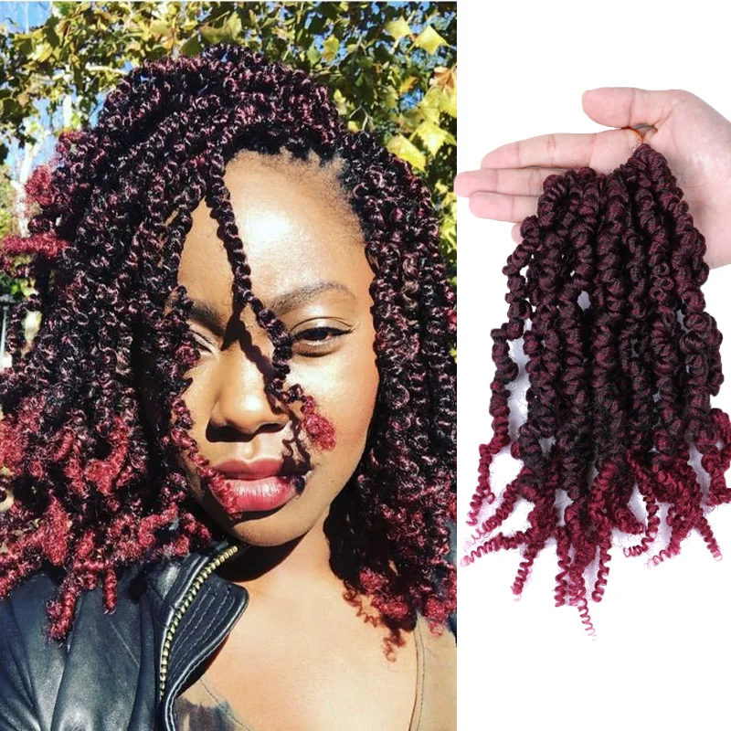 

Short 10inch Synthetic Pre-twisted Spring Twist Hair Passion Crochet Braids Curly Bomb Hair Extensions 15Strands/Pack