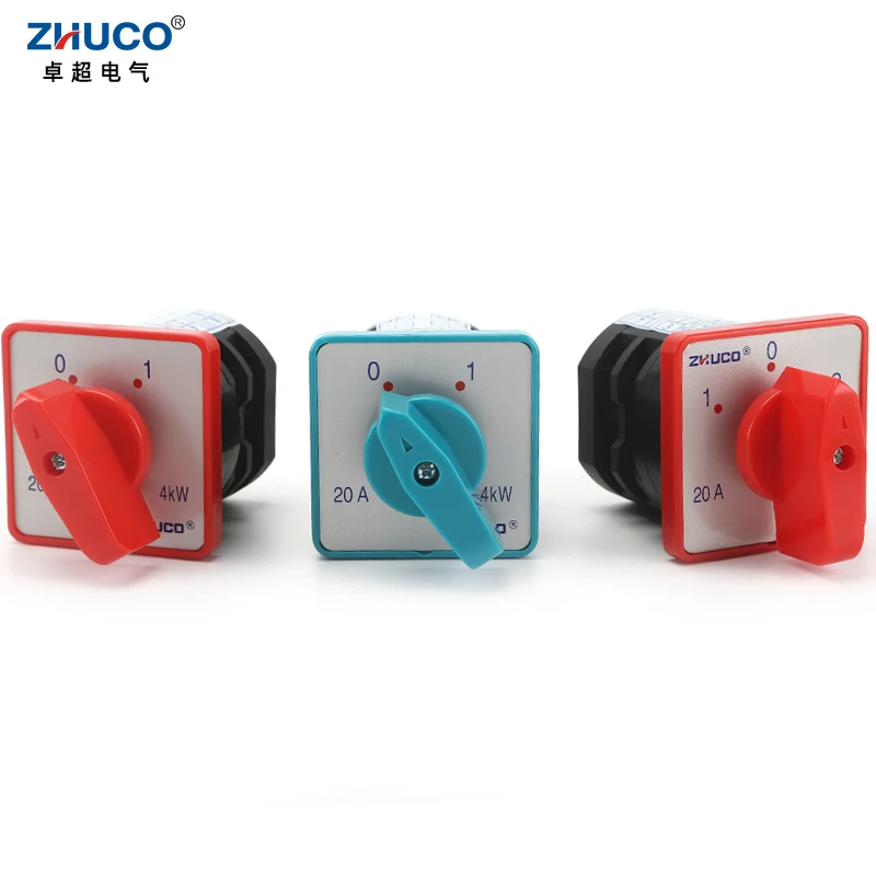 ZHUCO HZ5D-20/4 L02 L03 M04 20A 4kW 2 Poles Multipolar Poles Selector Transfer Combination Cam Switch 2/3 Positions 0-1/1-0-2