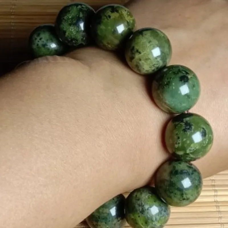 Pure Natural Boutique Golden Green Flower Tibetan Jade Medicine King Stone Bracelet Men and Women Health Care Bracelet