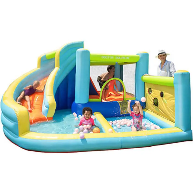 

3-5 Kids Spray Water Inflatable Bouncer Slide Pool with Ball Holes for Family