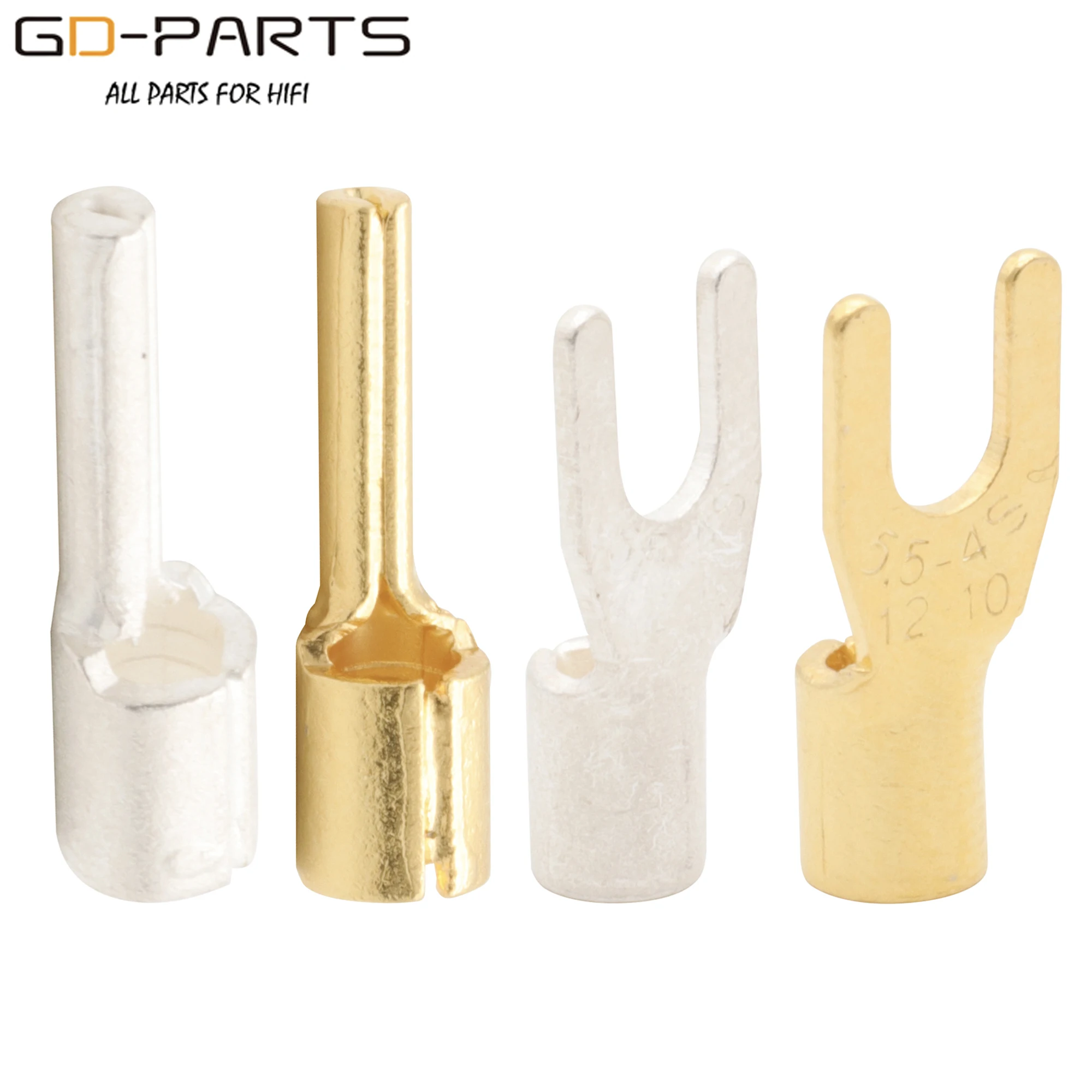 Gold Silver plated Copper AC Power Socket Installation Connector Y Spade Fork Banana Plug For US EU Schuko Power Plug Connector