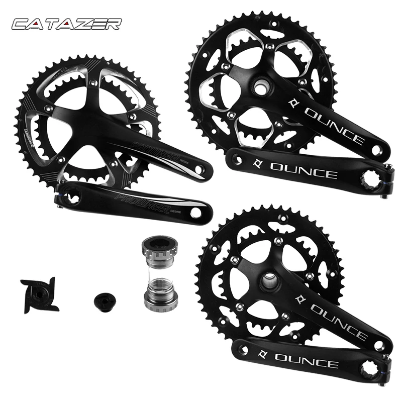 

Hollow Double Sprockets Road Bike Crank 110 BCD 130 BCD Bicycle Crank Sprocket Bottom Bracket 170mm 53-39T 50-34T