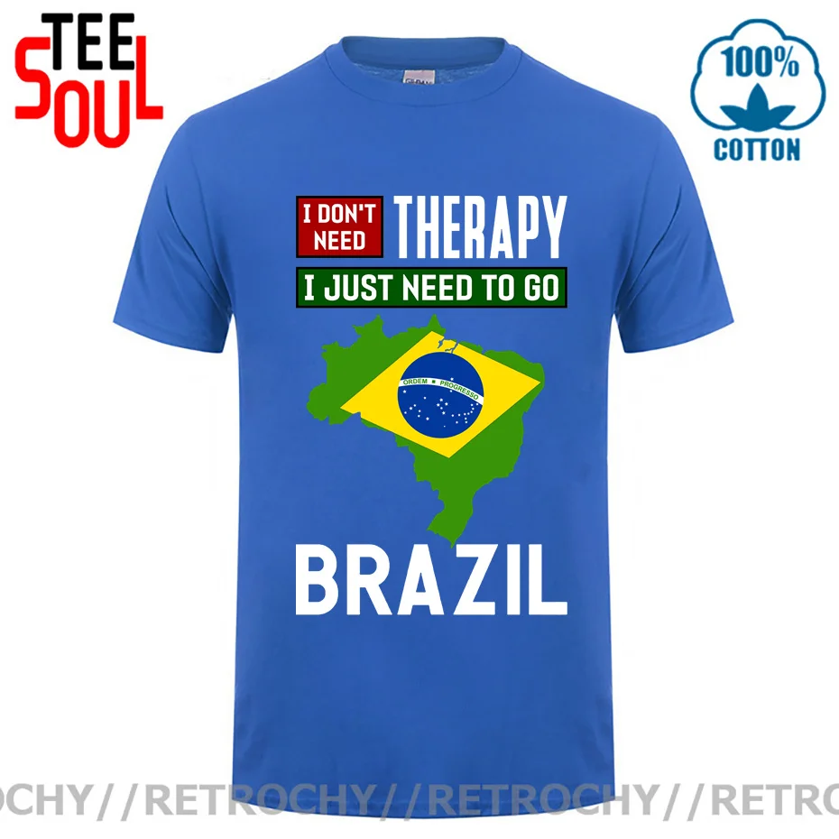 Vintage I Don't Need Therapy I Just Need to Go to Brazil T shirt Hombres Brazilian Flag T-shirt Fashion Harajuku Tee shirt homme