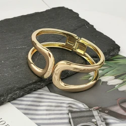 Alloy Big Bangles Bracelets Trendy Metal Geometric Statement Cuff Bracelet For Women Jewelry Accessories UKEN