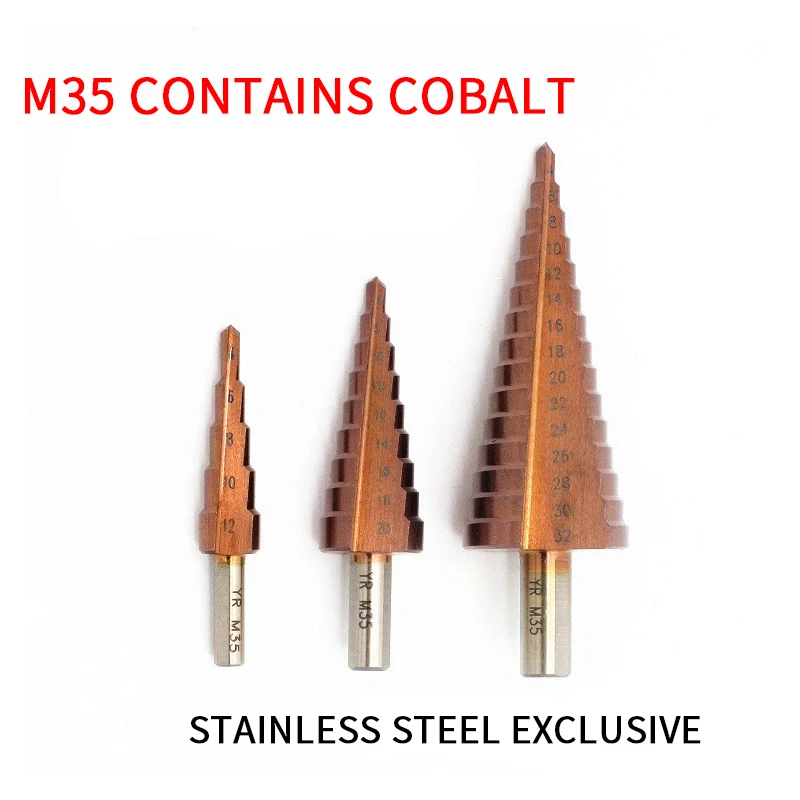 4-12 4-20 4-32mm M35 titanium-coated step drill bit drilling machine for high-speed steel high hardness power tools