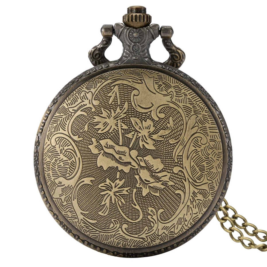 Germany Berlin Carved Bear Quartz Pocket Watch Vintage Necklace Round Dial Lovely Bronze Pendant Chain Fob Clock Men Women Gifts