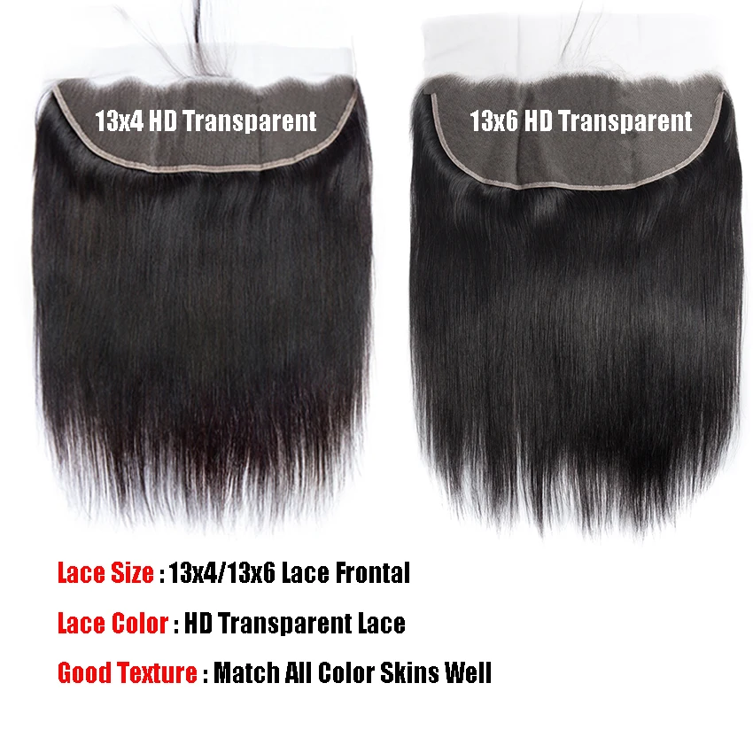 Lemoda-Perruque Péruvienne Naturelle Remy, Cheveux Lisses, 4x4, 5x5, 6x6, 13x4, 13x6