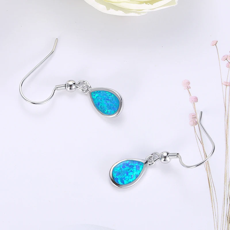 925 Sterling Silver Opal Natural Stone Earrings Women Korean Long Silver 925 Earrings Fashion 2020 Drop Wedding Jewelry