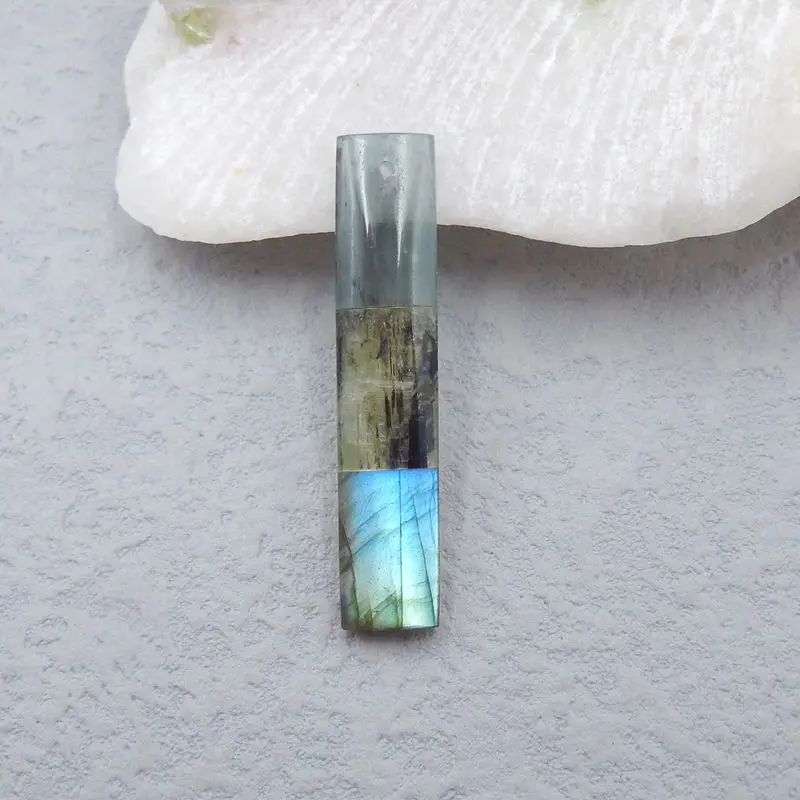 Natural Stone Handmade Blue Kyanite,Green Kyanite,Labradorite Pendant Bead 41x8x5mm 4g Semiprecious Stone Labradorite Pendant