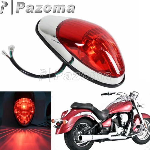 Lámpara de freno trasero de motocicleta de 12V, luz trasera para Honda Shadow Aero Kawasaki Vulcan Yamaha v-star Suzuki Boulevard