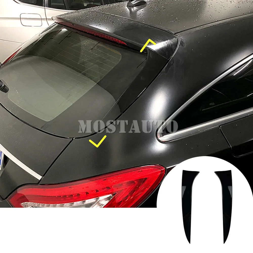 

For Mercedes Benz CLS Shooting Brake X218 ABS Black Exterior Rear Window Spoiler Side Wing Cover Trim 2013-2017 2pcs