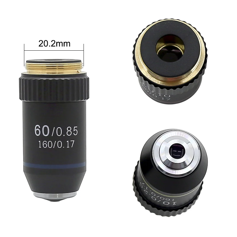 195 Achromatic Objective Lens 4X 10X 20X 40X 60X 100X f/ Biological Microscope Lens Coating RMS 20.2mm Standard Thread Interface