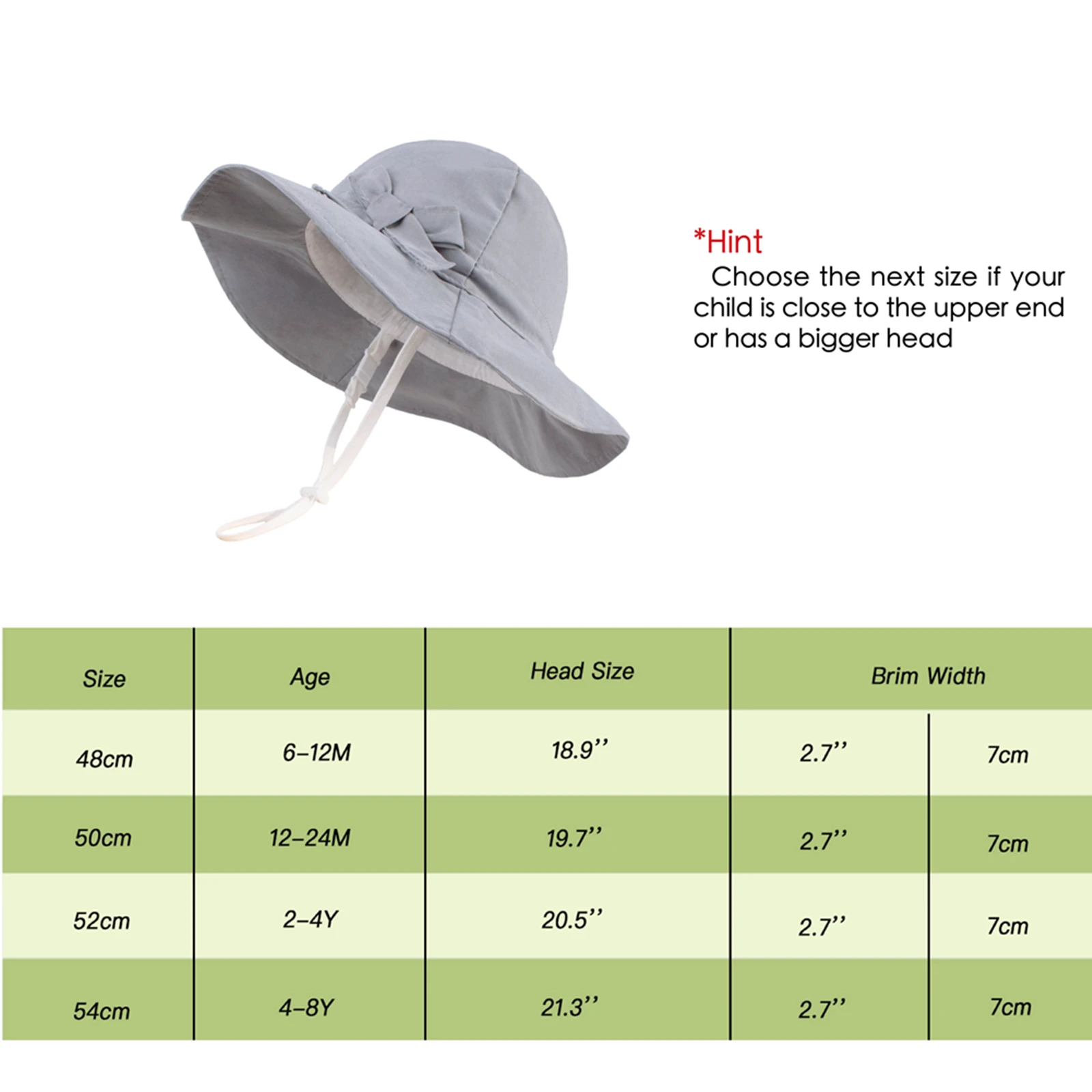 Connectyle Baby Girls Sun Hat Wide Brim Lightweight Adjustable Packable UV Sun Protection Outdoor Travel Bucket Play Hat