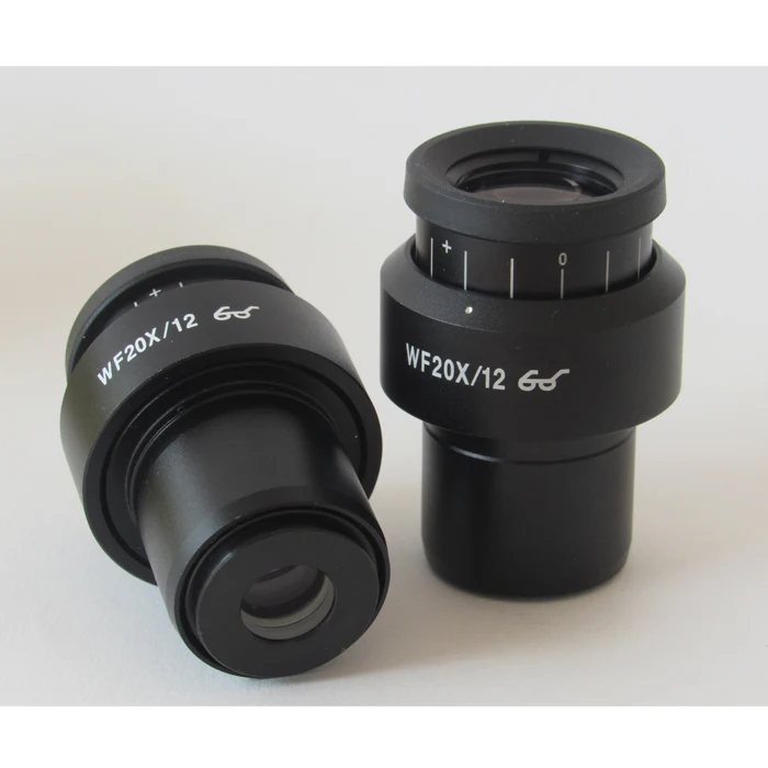 Lente Ocular alta WF20X/12 para microscopio estéreo, ajuste de dioptrías de 12mm, Ocular totalmente recubierto, 1 ud.