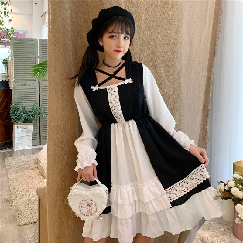 Kawaii Japanese Lolita dress soft sister sweet daily fungus girl short-sleeved student summer tide dress