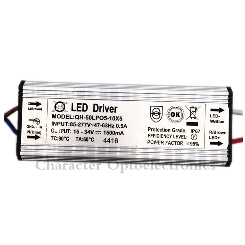 Imagem -04 - Impermeável Led Power Supply Driver de Corrente Constante Floodlight Driver Ip67 Dc1534v 50w 1500ma 510x5w Alta Qualidade 10 Pcs