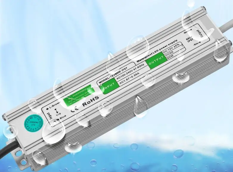 

new fedex dhl new 2022 100pcs/lot LED Outdoor Waterproof 12V DC Power supply LED Driver Safe IP67 12V 5A 60W