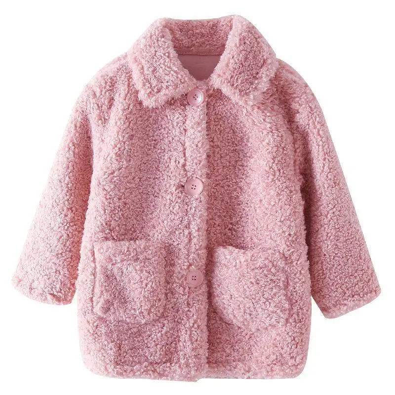 Cappotto di peluche per ragazze 2024 nuova primavera autunno Lambswool capispalla per bambini moda versione coreana giacca per bambini vestiti per