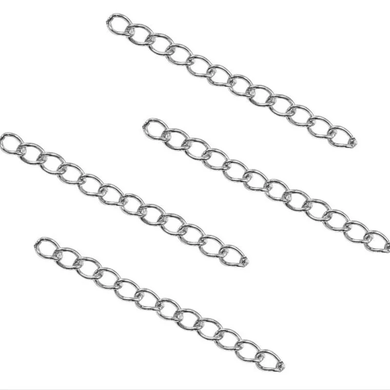 50pcs 50mm 70mm Stainless Steel Twist Extender Chain Removable Chain Extension Tails for DIY Necklace Bracelet Jewelry Findings