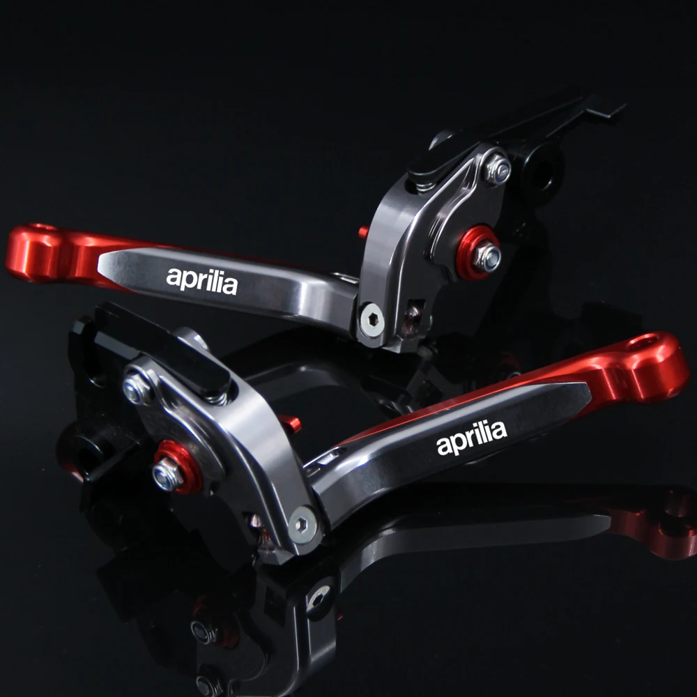 Red+Titanium CNC Adjustable Folding  Motorcycle Brake Clutch Levers For Aprilia TUONO / R 2003 2004 2005 2006 2007 2008 2009