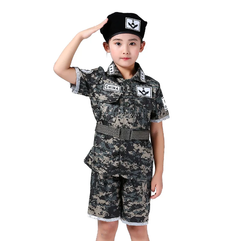 Uniforme camuflado militar infantil, uniforme ao ar livre para menino e menina, manga longa curta tática de combate, Coreia, verão