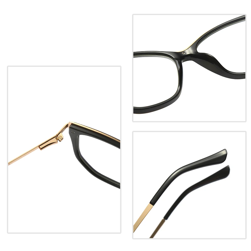 Fashion Women Eyeglasses Frame Cat Eye Full Rim Plastic Front Rim Alloy Temple Arms Anti-Scratch Coating Female Spectacles Frame