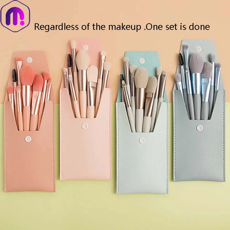 8pcs Makeup Brushes Set Face Eye Shadow Eyelash Comb Spoolies Foundation Powder Cosmetic Tools and Eye Applicator wands Magentak