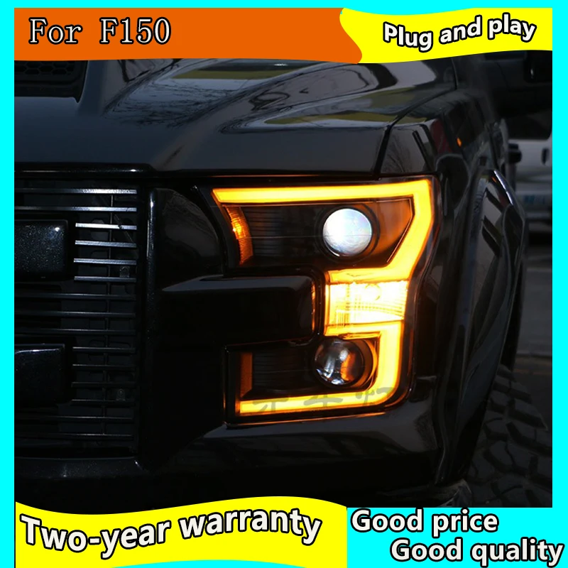 Car Styling Head Lamp case for Ford F150 Raptor LED Headlights 2015 DRL Daytime Running Light Bi-Xenon HID Accessories