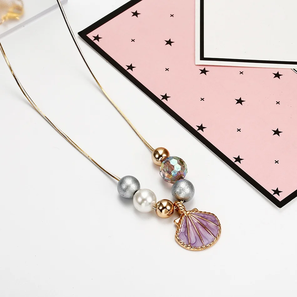 Women\'s Beads Necklace for Women Shell Necklaces & Pendants Crystal Beaded Statement Necklace New Jewelry for Gifts NR085