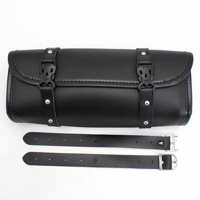 Universal Motorcycle PU Leather Handlebar Front Fork Tool Bag SaddleBag Storage Pouch Luggage Custom Cruiser Chopper Cafe Racer
