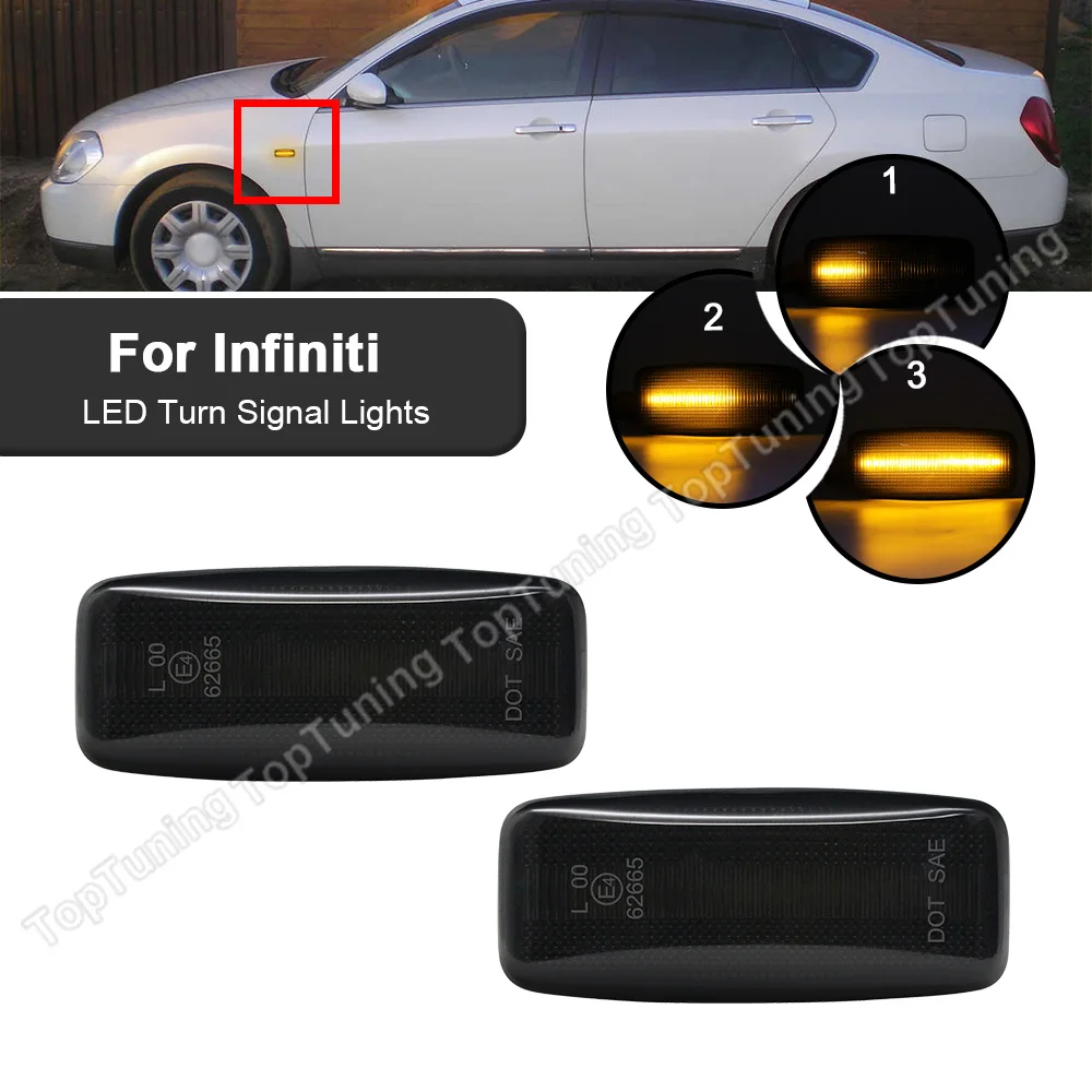 

2PCS LED Dynamic Side Marker Blinker Turn Signal Light For Infiniti M35 M45 FX35 FX45 QX60 2004-2010 For Nissan Fuga Murano Stag