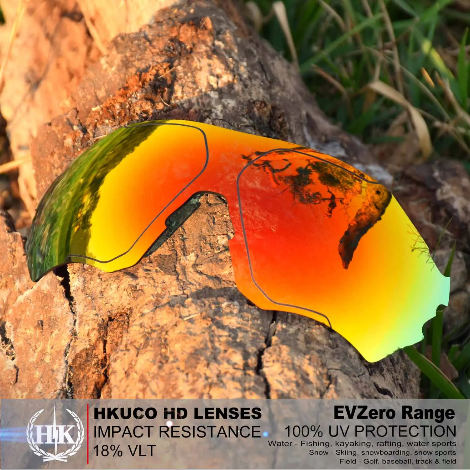 HKUCO Polarized Replacement Lenses For EVZero Range Sunglasses Red/Green 2 Pairs