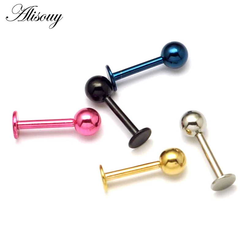 3 4 5mm Diameter 5 colors Stainless steel Men Women Screw Back (pierced) Body Labret Lip Piercing Boday Jewelry