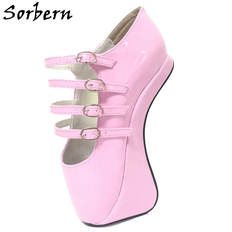 Sorbern Pink Novelty Super High 18CM Hoof Heelless Ballet Pump Shoes Sexy Fetish Shoes High Heel Custom Color/Material Pumps