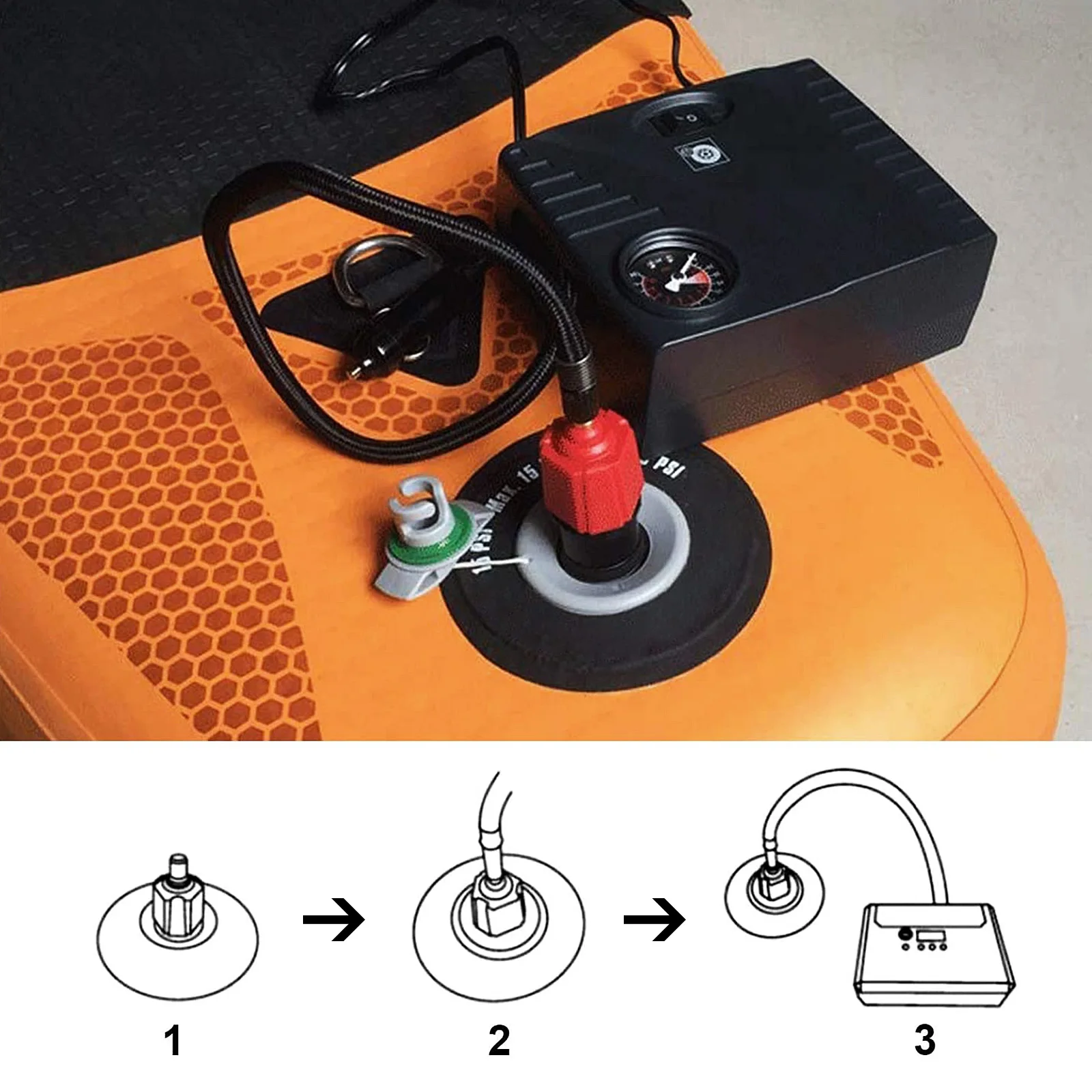 Sup Air Pump Adapter Inflatable Paddle Rubber Boat Kayak Air Valve Adaptor Tire Compressor Converter 4 Nozzle