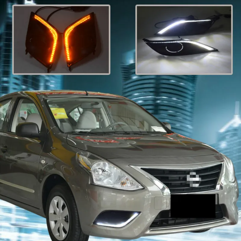 

For Nissan Almera Latio Sunny Versa 2014 2015 2016 2017 2018 LED DRL Daytime Running Lights Daylight Fog Head Lamp