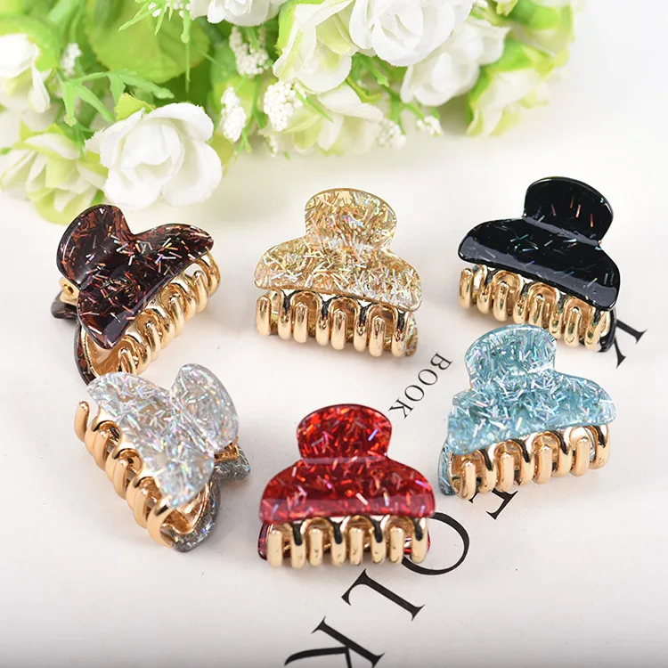 New Fashion Boutique  Acrylic starry sky medium Small color shiny crab clip for Women girls Hair Accessories Headwear