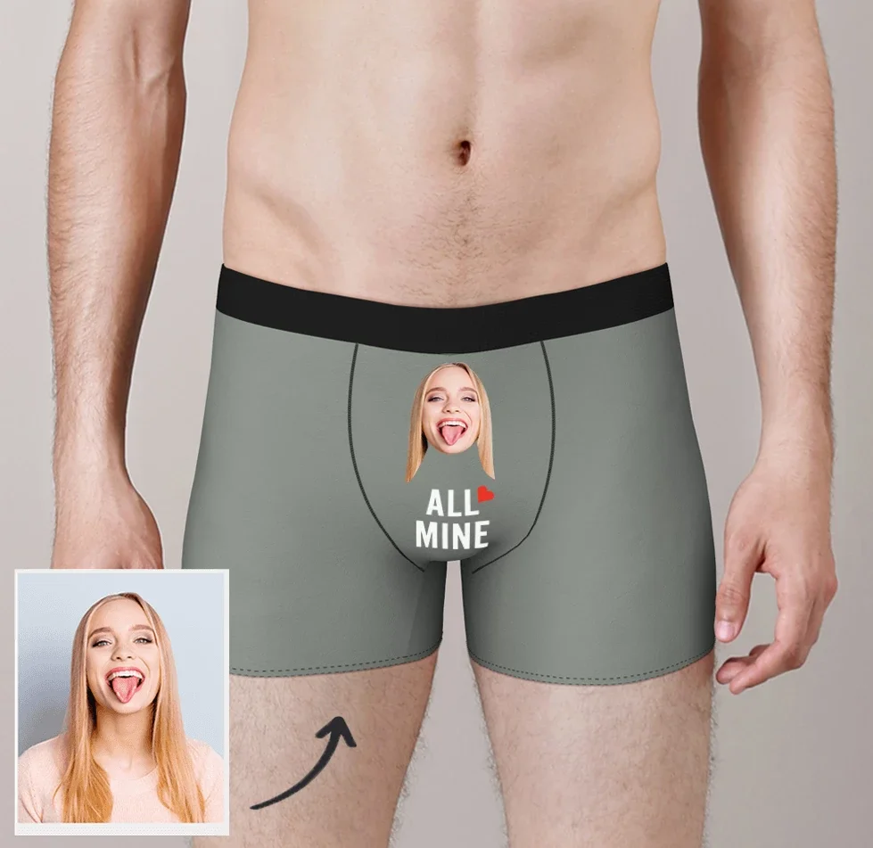 funny face men\'s shorts Custom photo boxers On Body for boyfriend Valentines Day husband briefs brithday unique underwears gift