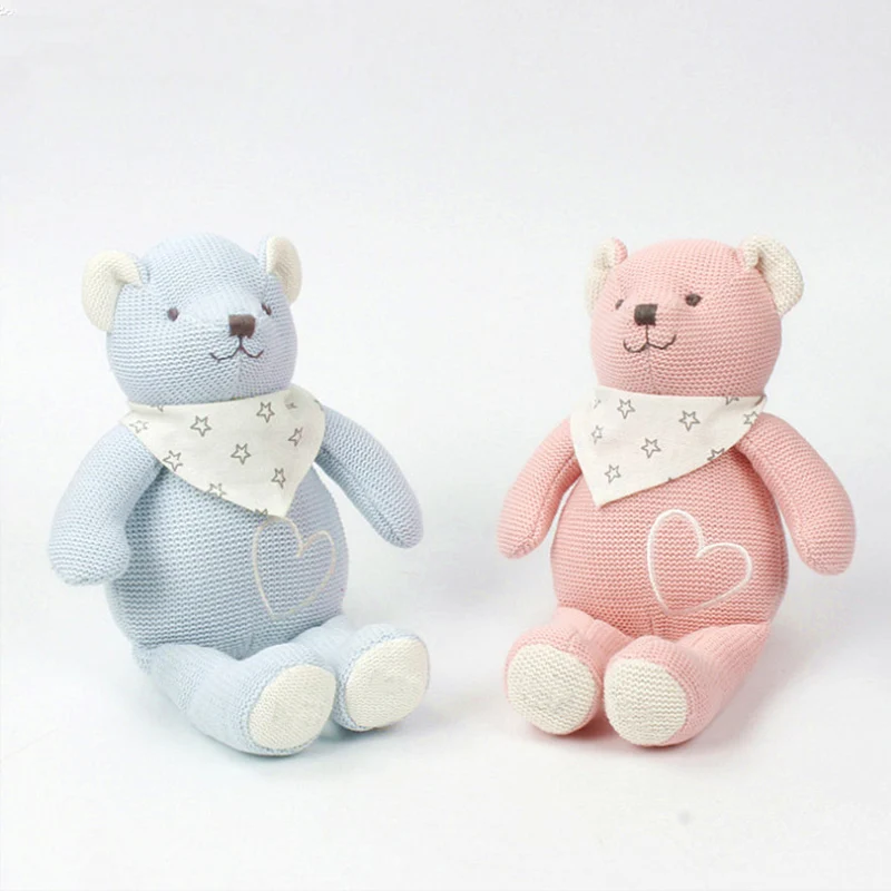 Cute Little Bear Knitted Animal Doll for Boy Girl Gift Soft Knit Stuffed Animal Toys Sleeping Mate