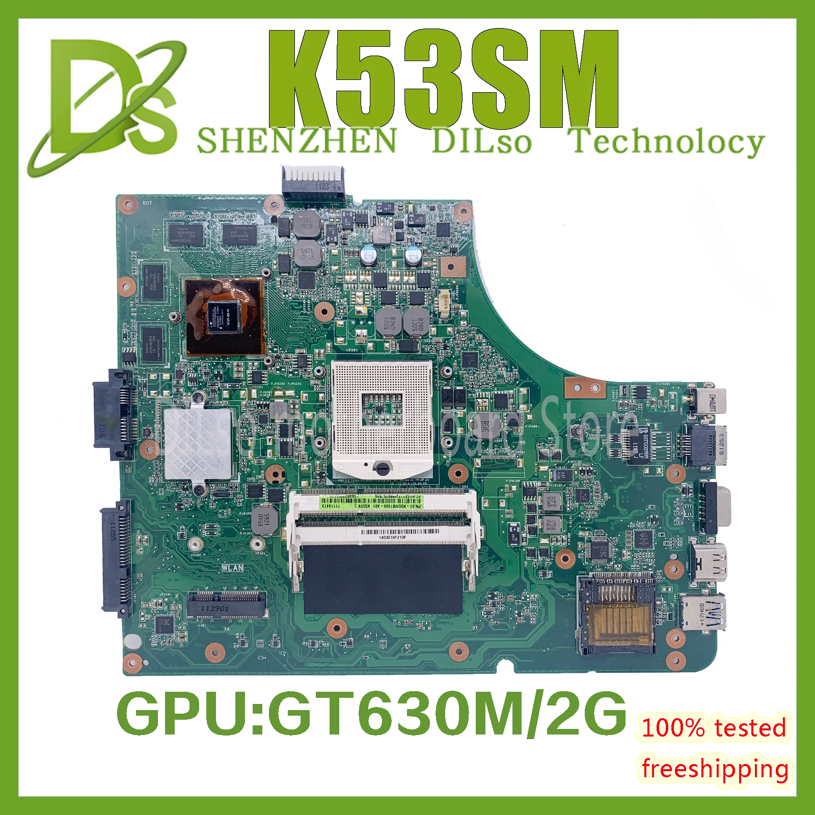 KEFU K53SV Laptop Motherboard For ASUS K53SM K53S A53S X53S P53S K53SJ K53SC Notebook Mainboard Graphics Card GT630M 100% Test