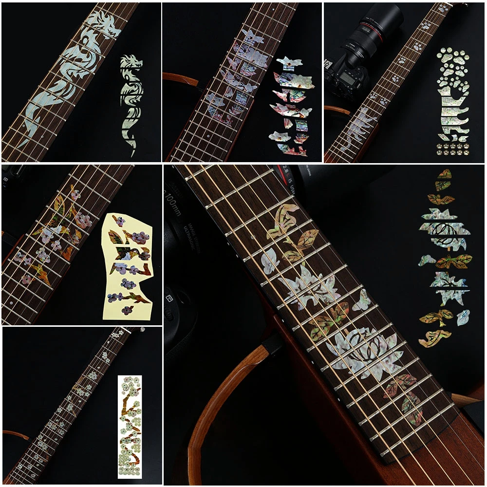 22 Styles Ultra Thin Cross Inlay Decals Fretboard Sticker Music Instrument Decorations Electric Acoustic Guitar Bass Accessory